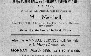 1912 Mothers Union invite poster to a meeting in the Public Hall