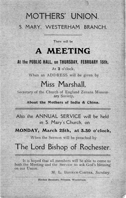 M.U. Annual Service invite poster 1912