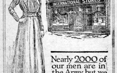 Advertisement for International Stores Lady Staff 1917