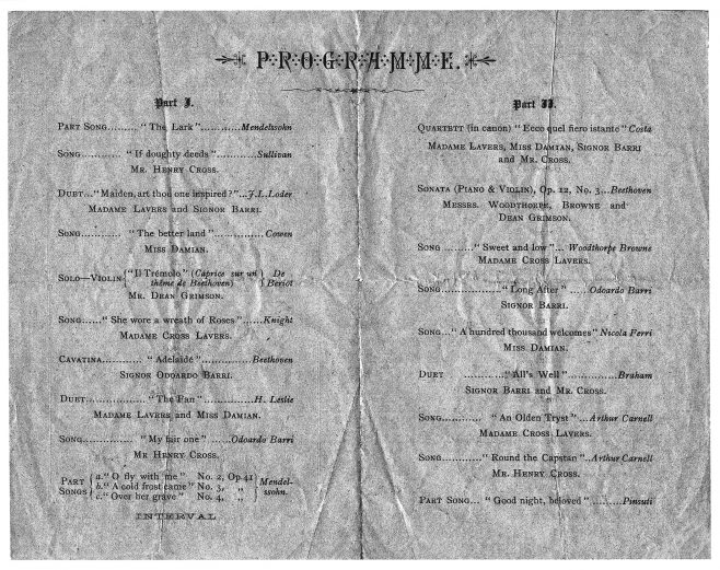 1880 Concert Programme