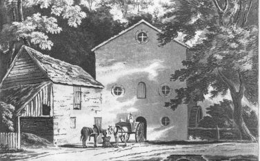 Etching of Elm View Mill in Mill Lane  West  of Town