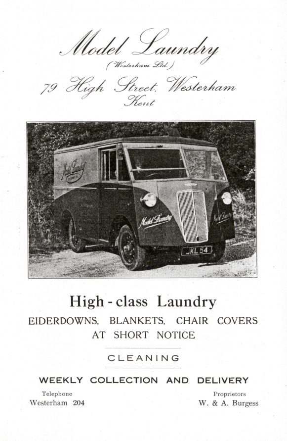 The Morris Commercial PV van went into full production in 1946 and this one was sold to the Burgess family around that time. Prior to this the Model Laundry had a smaller Austin van, driven by their son Robert from about 1938.
